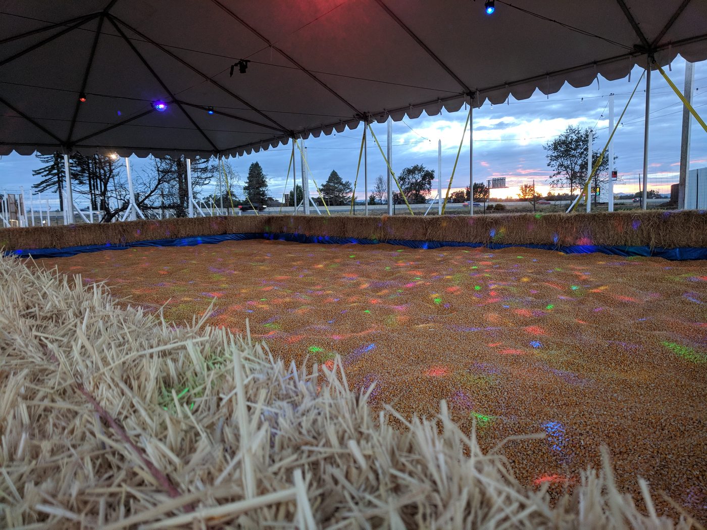 Another view of the disco corn pit under the tent