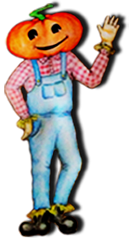 Punky's pumpkin-headed scarecrow character